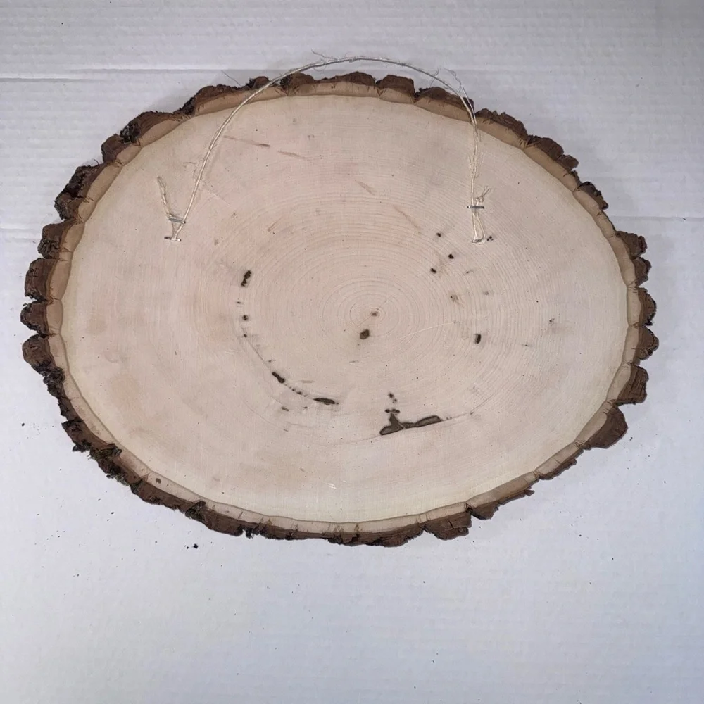 2/$50 Rustic Wood Slice Wall Art – Deer in Forest Scene – 16” Oval